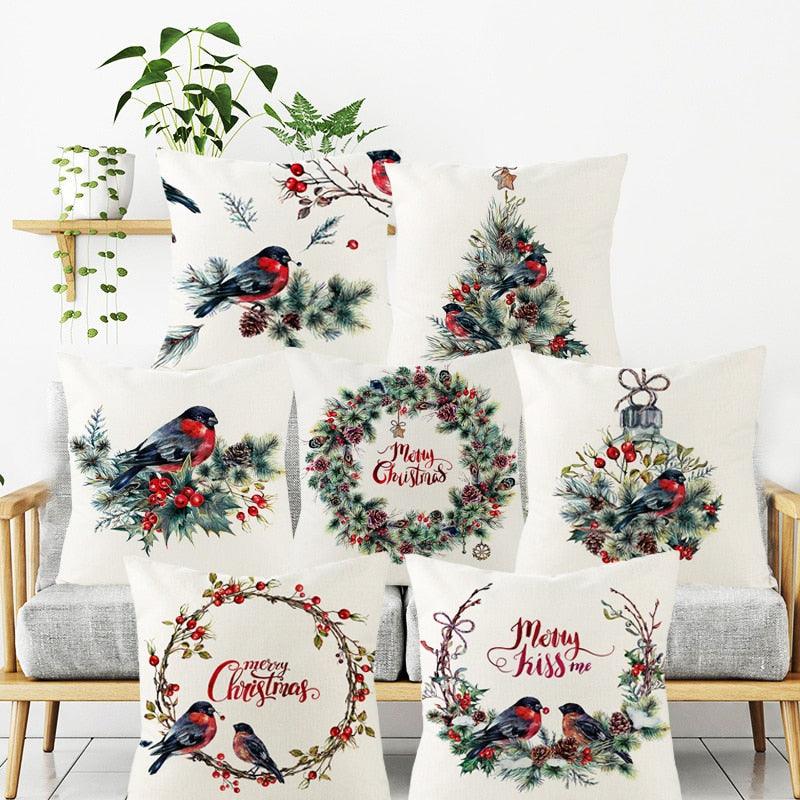 Christmas Cover Cushion For Home Decor Pillowcase Santa Claus Christmas Throw Pillow Covers Waterproof Outdoor Pillow Covers Cotton Linen Christmas Pillow Covers Linen Print Merry Christmas Navidad 2022 New Year Gift 45x45CM Stevvex