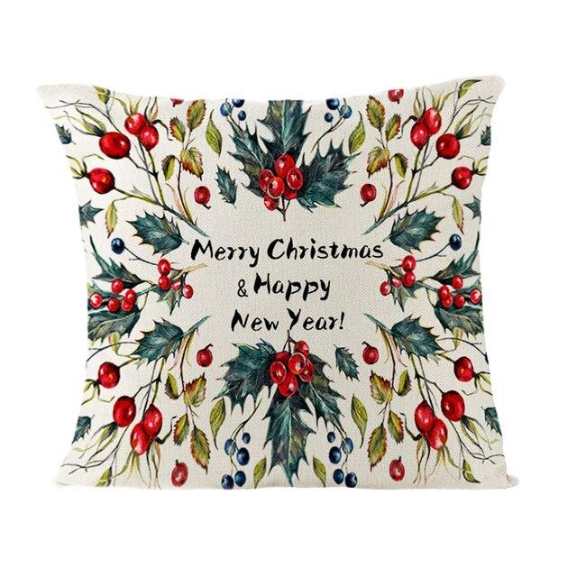 Christmas Cover Cushion For Home Decor Pillowcase Santa Claus Christmas Throw Pillow Covers Waterproof Outdoor Pillow Covers Cotton Linen Christmas Pillow Covers Linen Print Merry Christmas Navidad 2022 New Year Gift 45x45CM Stevvex