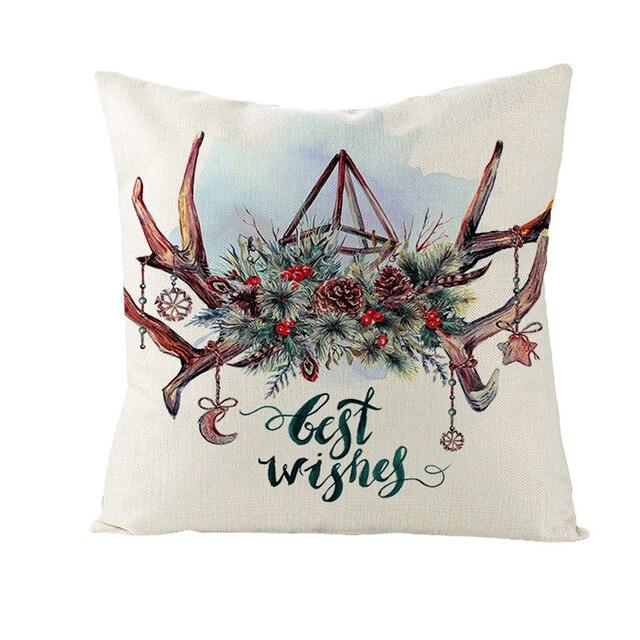 Christmas Cover Cushion For Home Decor Pillowcase Santa Claus Christmas Throw Pillow Covers Waterproof Outdoor Pillow Covers Cotton Linen Christmas Pillow Covers Linen Print Merry Christmas Navidad 2022 New Year Gift 45x45CM Stevvex