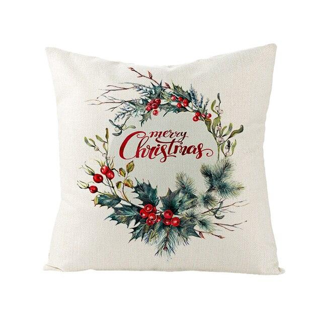 Christmas Cover Cushion For Home Decor Pillowcase Santa Claus Christmas Throw Pillow Covers Waterproof Outdoor Pillow Covers Cotton Linen Christmas Pillow Covers Linen Print Merry Christmas Navidad 2022 New Year Gift 45x45CM Stevvex
