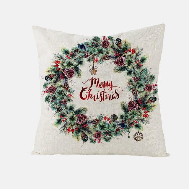 Christmas Cover Cushion For Home Decor Pillowcase Santa Claus Christmas Throw Pillow Covers Waterproof Outdoor Pillow Covers Cotton Linen Christmas Pillow Covers Linen Print Merry Christmas Navidad 2022 New Year Gift 45x45CM Stevvex