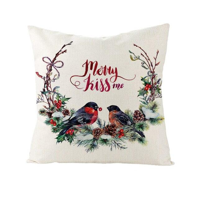 Christmas Cover Cushion For Home Decor Pillowcase Santa Claus Christmas Throw Pillow Covers Waterproof Outdoor Pillow Covers Cotton Linen Christmas Pillow Covers Linen Print Merry Christmas Navidad 2022 New Year Gift 45x45CM Stevvex