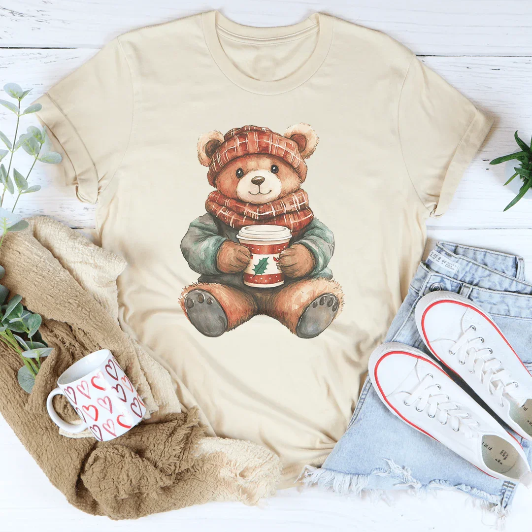 Christmas Cuddle Bear Tee Peachy Sunday