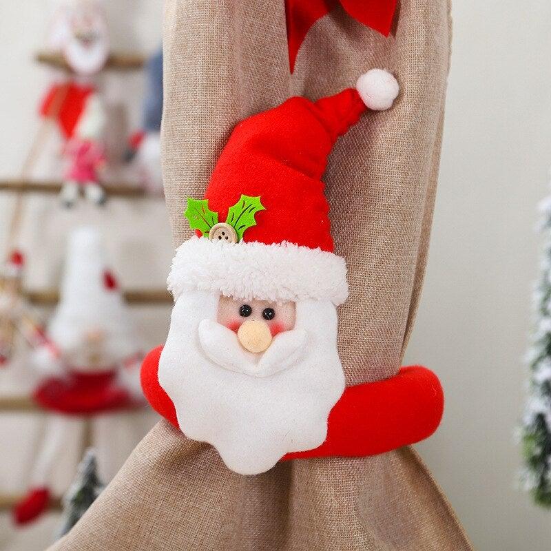 Christmas Curtain Buckle Tieback Flannel Door Curtain Home DecorateChristmas Trees New Year Snowmen Window Decorations Curtain Holdback Fastener Clamp Wine Bottle Topper Hugger Holder Snowman Christmas Ornaments Home Decor Stevvex