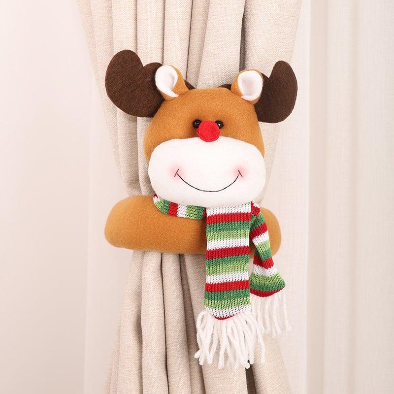 Christmas Curtain Buckle Tieback Flannel Door Curtain Home DecorateChristmas Trees New Year Snowmen Window Decorations Curtain Holdback Fastener Clamp Wine Bottle Topper Hugger Holder Snowman Christmas Ornaments Home Decor Stevvex