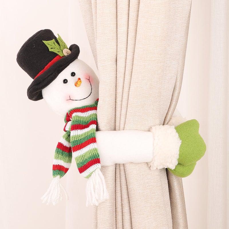 Christmas Curtain Buckle Tieback Flannel Door Curtain Home DecorateChristmas Trees New Year Snowmen Window Decorations Curtain Holdback Fastener Clamp Wine Bottle Topper Hugger Holder Snowman Christmas Ornaments Home Decor Stevvex