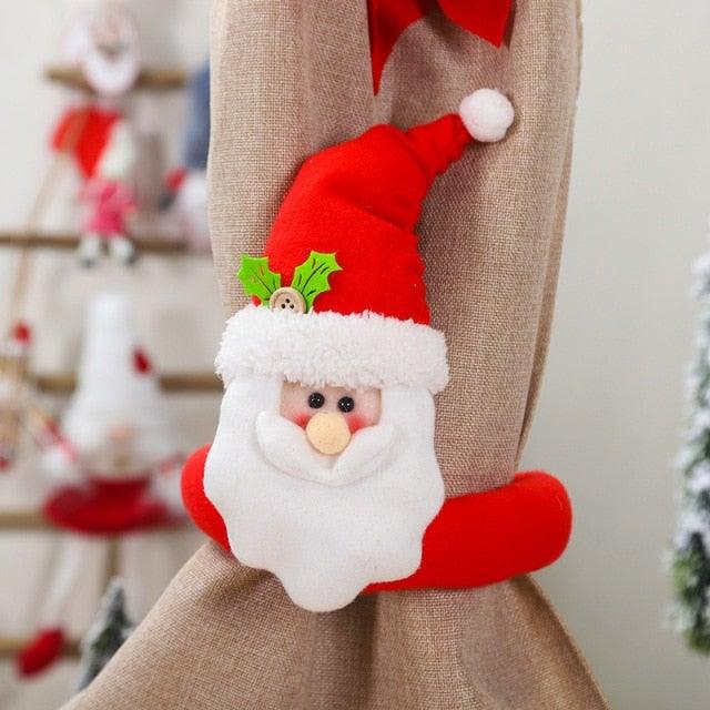 Christmas Curtain Buckle Tieback Flannel Door Curtain Home DecorateChristmas Trees New Year Snowmen Window Decorations Curtain Holdback Fastener Clamp Wine Bottle Topper Hugger Holder Snowman Christmas Ornaments Home Decor Stevvex