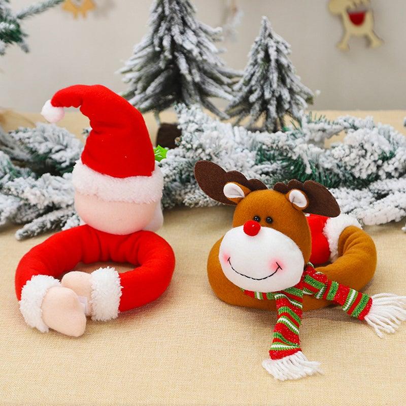 Christmas Curtain Buckle Tieback Flannel Door Curtain Home DecorateChristmas Trees New Year Snowmen Window Decorations Curtain Holdback Fastener Clamp Wine Bottle Topper Hugger Holder Snowman Christmas Ornaments Home Decor Stevvex