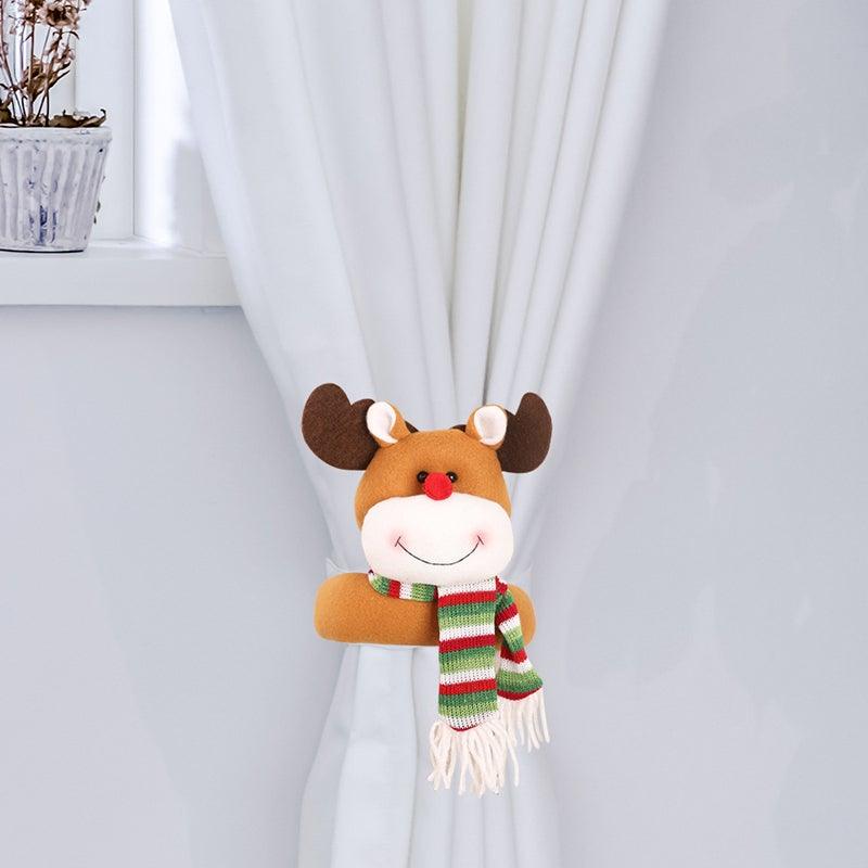 Christmas Curtain Buckle Tieback Flannel Door Curtain Home DecorateChristmas Trees New Year Snowmen Window Decorations Curtain Holdback Fastener Clamp Wine Bottle Topper Hugger Holder Snowman Christmas Ornaments Home Decor Stevvex