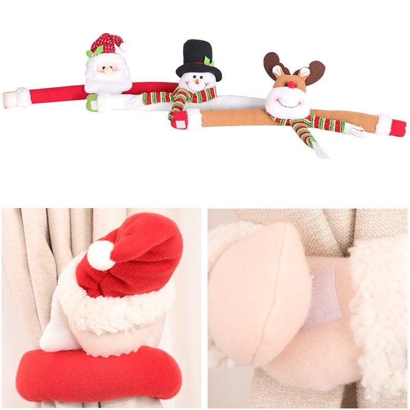Christmas Curtain Buckle Tieback Flannel Door Curtain Home DecorateChristmas Trees New Year Snowmen Window Decorations Curtain Holdback Fastener Clamp Wine Bottle Topper Hugger Holder Snowman Christmas Ornaments Home Decor Stevvex