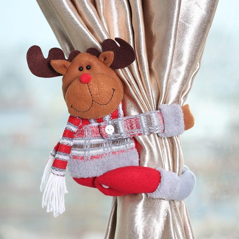 Christmas Curtain Holder Merry Christmas Decoration For Home Ornament New Year Santa Claus Xmas Curtain Home Decorr Creative Curtain Tieback Hold Back Fastener Christmas Wine Bottle Topper for Xmas Holiday Home Window Decorations Stevvex