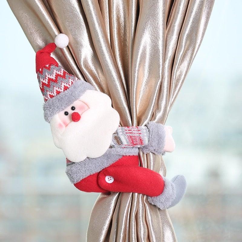 Christmas Curtain Holder Merry Christmas Decoration For Home Ornament New Year Santa Claus Xmas Curtain Home Decorr Creative Curtain Tieback Hold Back Fastener Christmas Wine Bottle Topper for Xmas Holiday Home Window Decorations Stevvex