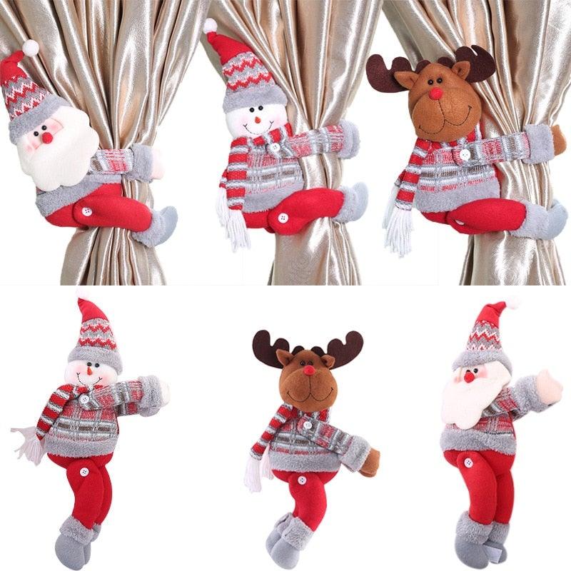 Christmas Curtain Holder Merry Christmas Decoration For Home Ornament New Year Santa Claus Xmas Curtain Home Decorr Creative Curtain Tieback Hold Back Fastener Christmas Wine Bottle Topper for Xmas Holiday Home Window Decorations Stevvex