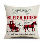 Christmas Decoration Cushion Cover  Decorative Throw Pillow Cover Christmas Decor Xmas Winter Decorations Holiday Pillows Cushion Case Candle Pine Tree Deer Sleigh Printed Pillow Cover Xmas 45X45CM