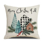 Christmas Decoration Cushion Cover  Decorative Throw Pillow Cover Christmas Decor Xmas Winter Decorations Holiday Pillows Cushion Case Candle Pine Tree Deer Sleigh Printed Pillow Cover Xmas 45X45CM