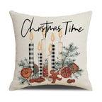 Christmas Decoration Cushion Cover  Decorative Throw Pillow Cover Christmas Decor Xmas Winter Decorations Holiday Pillows Cushion Case Candle Pine Tree Deer Sleigh Printed Pillow Cover Xmas 45X45CM