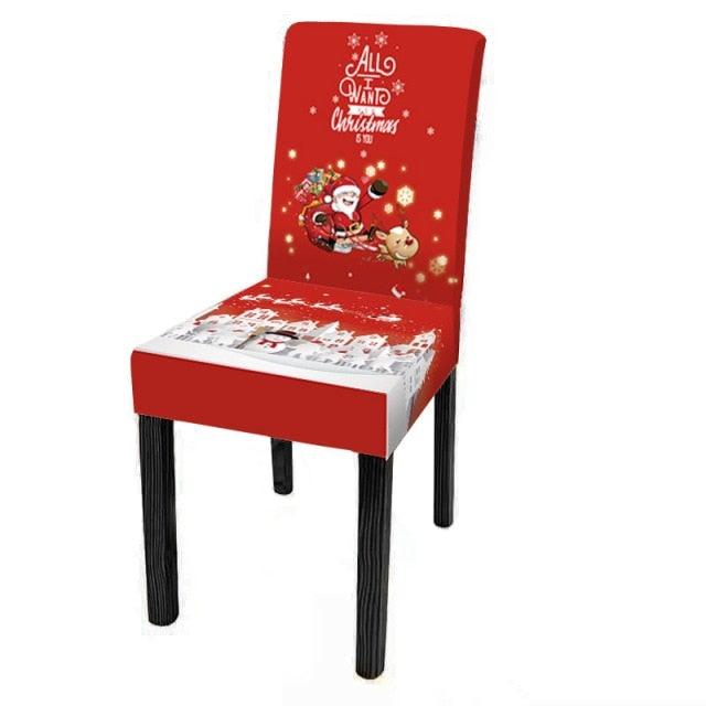 Christmas Decoration Set Stylish Christmas Chair Cover Decoration Jacquard Removable Washable Cushion Covers Armchair Modern For Home Banquet Hotel Spandex Holiday Parsons Chair Cover for Christmas Decoration Home Decor Ceremony Santa Claus Stevvex