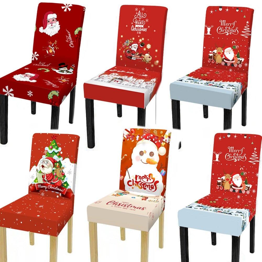 Christmas Decoration Set Stylish Christmas Chair Cover Decoration Jacquard Removable Washable Cushion Covers Armchair Modern For Home Banquet Hotel Spandex Holiday Parsons Chair Cover for Christmas Decoration Home Decor Ceremony Santa Claus Stevvex