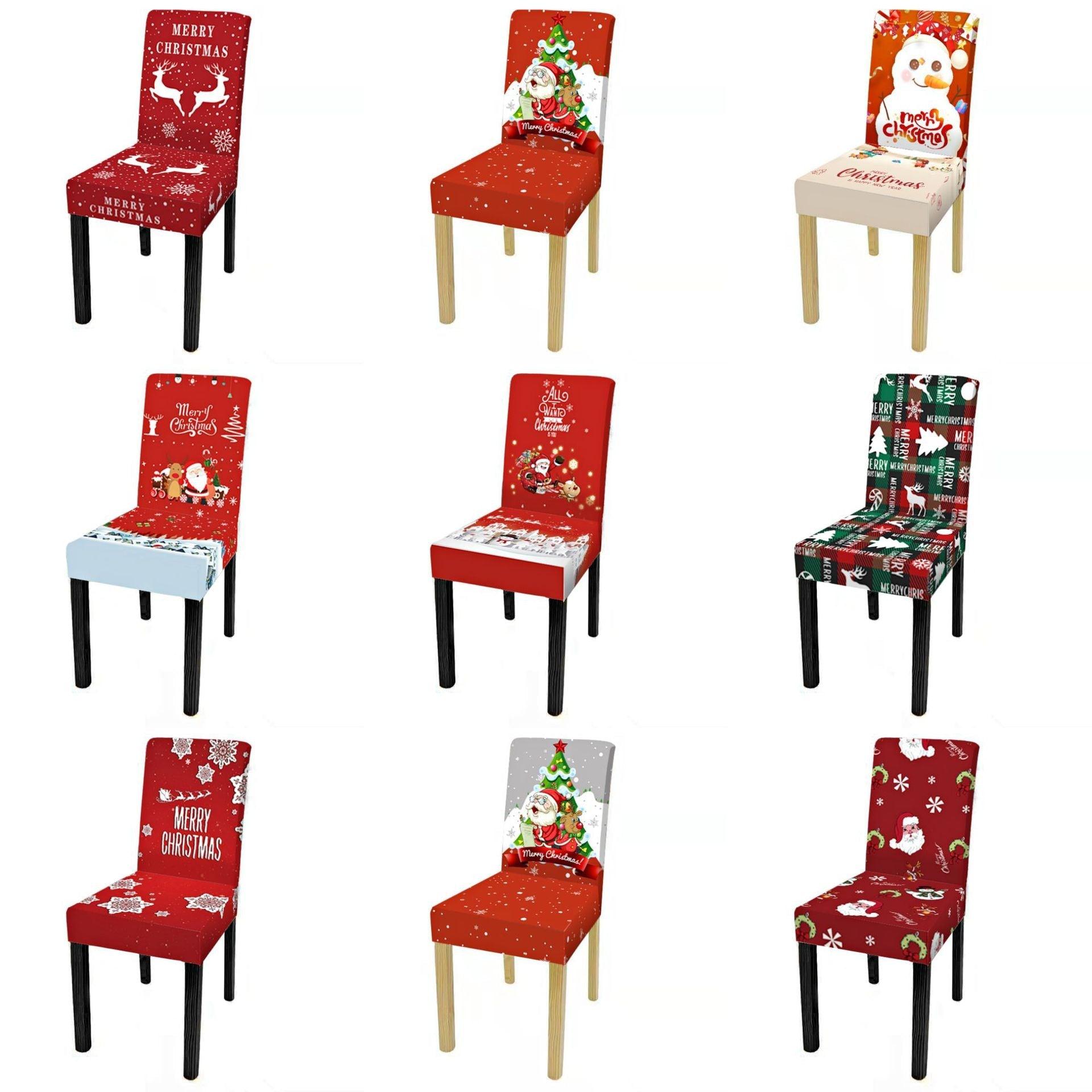 Christmas Decoration Set Stylish Christmas Chair Cover Decoration Jacquard Removable Washable Cushion Covers Armchair Modern For Home Banquet Hotel Spandex Holiday Parsons Chair Cover for Christmas Decoration Home Decor Ceremony Santa Claus Stevvex