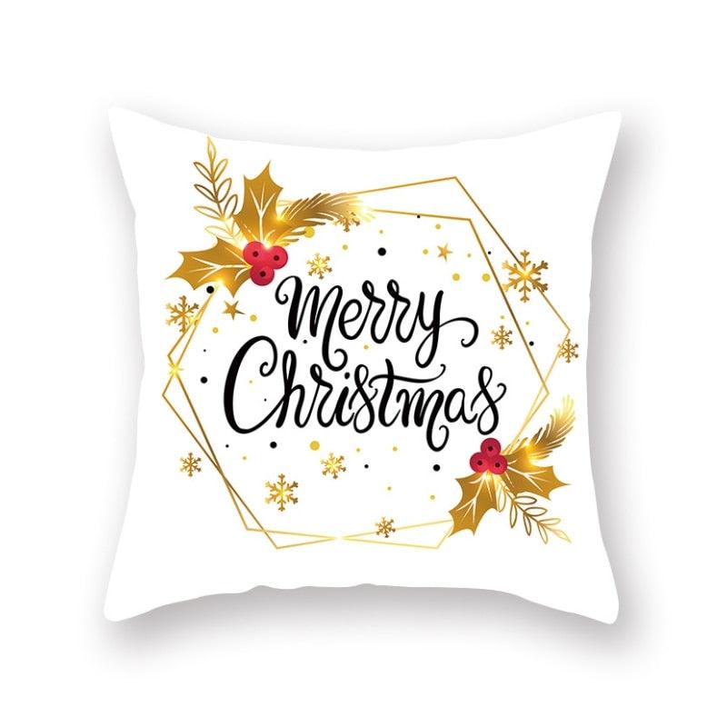 Christmas Decorations Snowflake Santa Claus Merry Christmas Cover Cushion Pillowcase Xmas Holiday Couch Pillows Rustic Christmas Decorations Winter Pillowcase for Living Room Home Happy New Year Stevvex