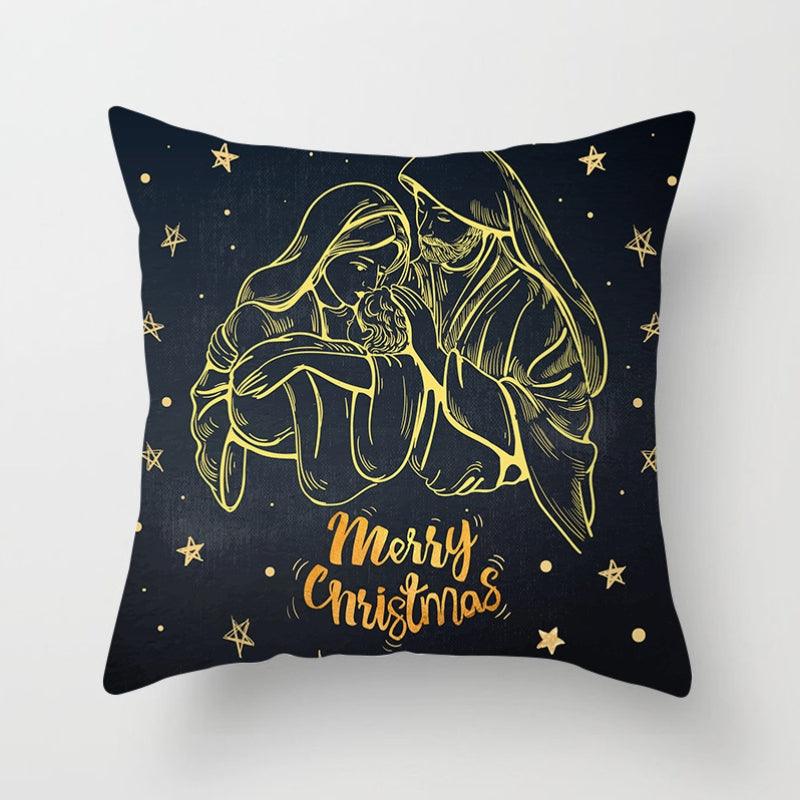 Christmas Decorations Snowflake Santa Claus Merry Christmas Cover Cushion Pillowcase Xmas Holiday Couch Pillows Rustic Christmas Decorations Winter Pillowcase for Living Room Home Happy New Year Stevvex