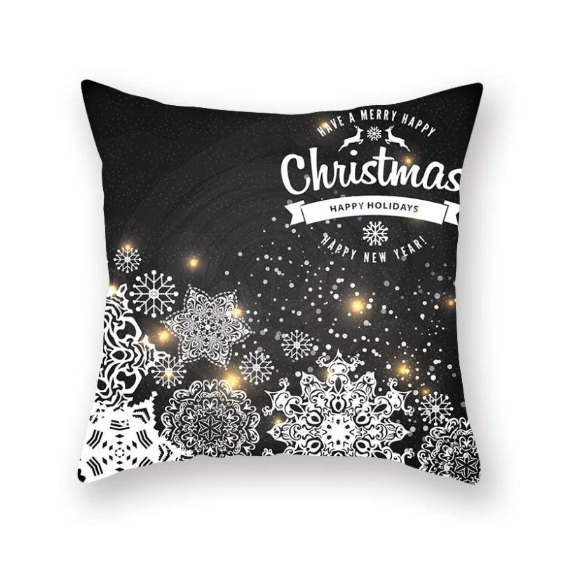 Christmas Decorations Snowflake Santa Claus Merry Christmas Cover Cushion Pillowcase Xmas Holiday Couch Pillows Rustic Christmas Decorations Winter Pillowcase for Living Room Home Happy New Year Stevvex