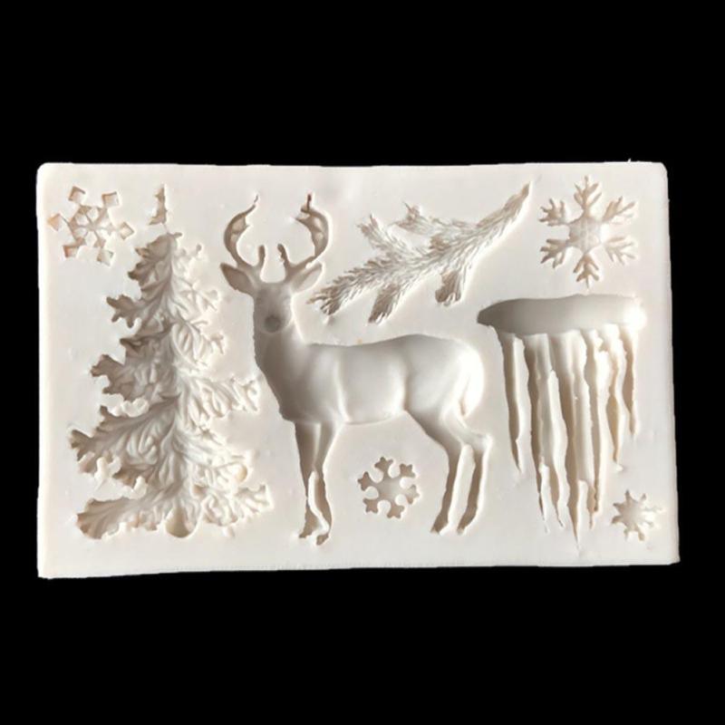 Christmas Deer Silicone Mold Snowflake Chocolate Candy Molds Cake Decorating Tools Kitchen Baking Moulds Christmas Theme Silicone Mold Snowflake Tree Deer Dessert Ice Cube Candy Chocolate Mold Stevvex