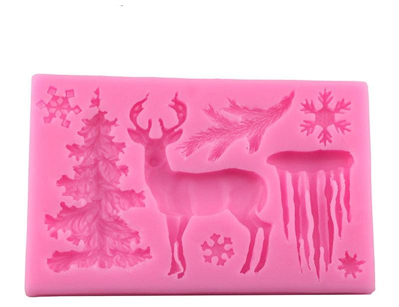 Christmas Deer Silicone Mold Snowflake Chocolate Candy Molds Cake Decorating Tools Kitchen Baking Moulds Christmas Theme Silicone Mold Snowflake Tree Deer Dessert Ice Cube Candy Chocolate Mold Stevvex