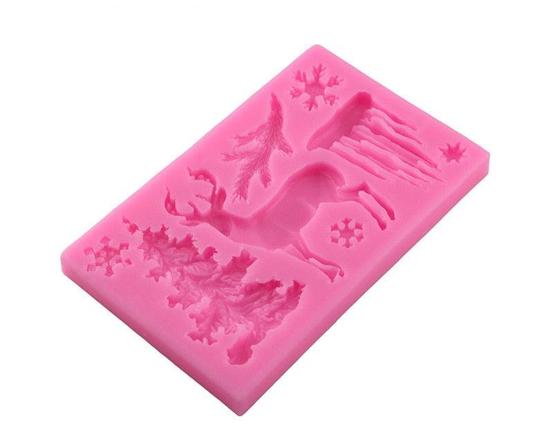 Christmas Deer Silicone Mold Snowflake Chocolate Candy Molds Cake Decorating Tools Kitchen Baking Moulds Christmas Theme Silicone Mold Snowflake Tree Deer Dessert Ice Cube Candy Chocolate Mold Stevvex
