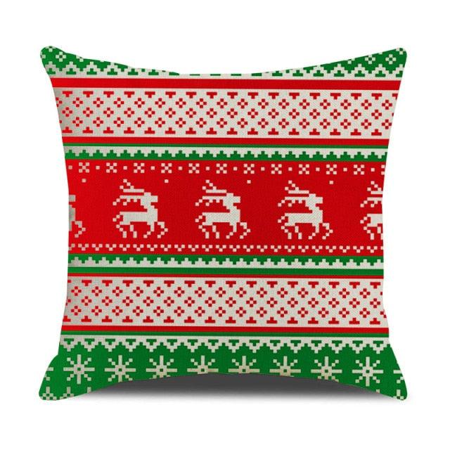 Christmas Green Stripe Pattern Cotton Linen Throw Pillow Christmas Stripe Pillow Cases Christmas Green Decorative Cushion Cover Cotton Linen Pillowcase Indoor Sofa Decorations Home Sofa Decorative Pillowcase 45X45CM Stevvex