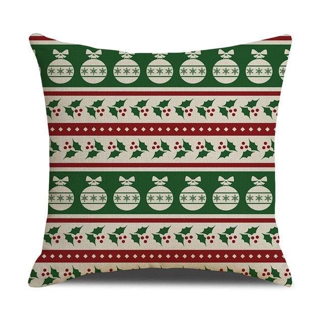 Christmas Green Stripe Pattern Cotton Linen Throw Pillow Christmas Stripe Pillow Cases Christmas Green Decorative Cushion Cover Cotton Linen Pillowcase Indoor Sofa Decorations Home Sofa Decorative Pillowcase 45X45CM Stevvex