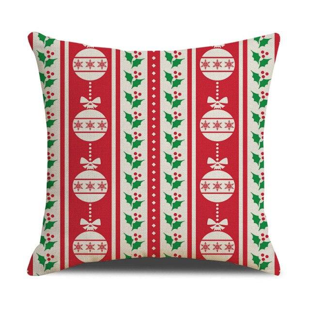 Christmas Green Stripe Pattern Cotton Linen Throw Pillow Christmas Stripe Pillow Cases Christmas Green Decorative Cushion Cover Cotton Linen Pillowcase Indoor Sofa Decorations Home Sofa Decorative Pillowcase 45X45CM Stevvex