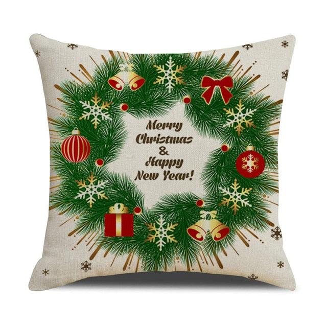 Christmas Green Stripe Pattern Cotton Linen Throw Pillow Christmas Stripe Pillow Cases Christmas Green Decorative Cushion Cover Cotton Linen Pillowcase Indoor Sofa Decorations Home Sofa Decorative Pillowcase 45X45CM Stevvex