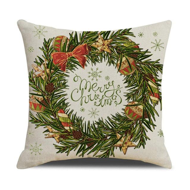 Christmas Green Stripe Pattern Cotton Linen Throw Pillow Christmas Stripe Pillow Cases Christmas Green Decorative Cushion Cover Cotton Linen Pillowcase Indoor Sofa Decorations Home Sofa Decorative Pillowcase 45X45CM Stevvex
