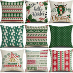 Christmas Green Stripe Pattern Cotton Linen Throw Pillow Christmas Stripe Pillow Cases Christmas Green Decorative Cushion Cover Cotton Linen Pillowcase Indoor Sofa Decorations Home Sofa Decorative Pillowcase 45X45CM Stevvex