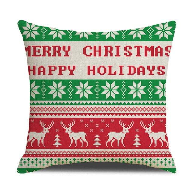 Christmas Green Stripe Pattern Cotton Linen Throw Pillow Christmas Stripe Pillow Cases Christmas Green Decorative Cushion Cover Cotton Linen Pillowcase Indoor Sofa Decorations Home Sofa Decorative Pillowcase 45X45CM Stevvex