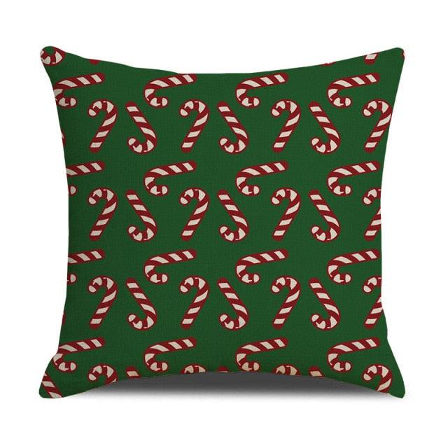 Christmas Green Stripe Pattern Cotton Linen Throw Pillow Christmas Stripe Pillow Cases Christmas Green Decorative Cushion Cover Cotton Linen Pillowcase Indoor Sofa Decorations Home Sofa Decorative Pillowcase 45X45CM Stevvex