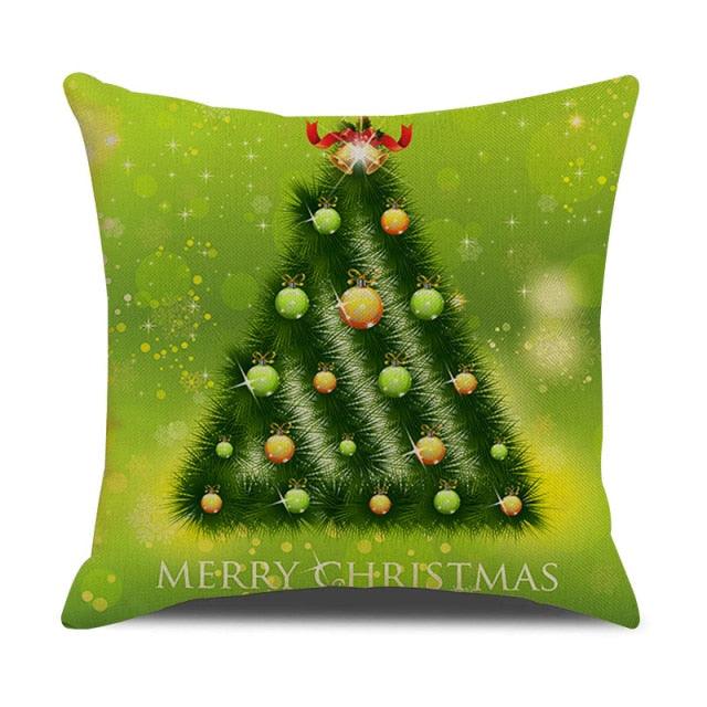 Christmas Green Stripe Pattern Cotton Linen Throw Pillow Christmas Stripe Pillow Cases Christmas Green Decorative Cushion Cover Cotton Linen Pillowcase Indoor Sofa Decorations Home Sofa Decorative Pillowcase 45X45CM Stevvex