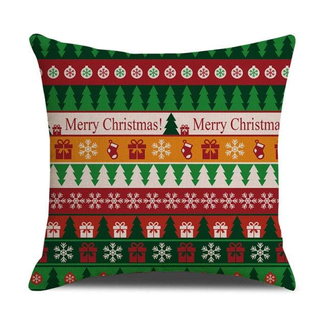 Christmas Green Stripe Pattern Cotton Linen Throw Pillow Christmas Stripe Pillow Cases Christmas Green Decorative Cushion Cover Cotton Linen Pillowcase Indoor Sofa Decorations Home Sofa Decorative Pillowcase 45X45CM Stevvex