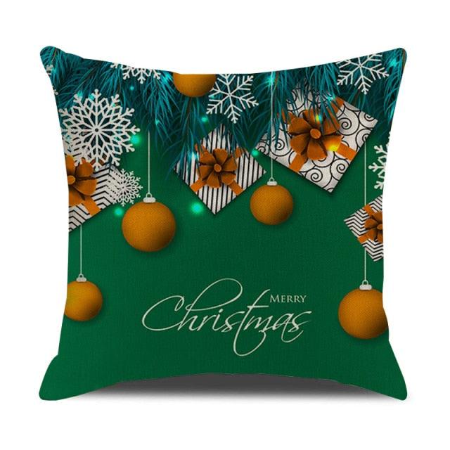 Christmas Green Stripe Pattern Cotton Linen Throw Pillow Christmas Stripe Pillow Cases Christmas Green Decorative Cushion Cover Cotton Linen Pillowcase Indoor Sofa Decorations Home Sofa Decorative Pillowcase 45X45CM Stevvex