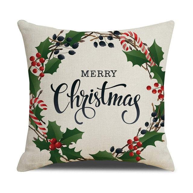 Christmas Green Stripe Pattern Cotton Linen Throw Pillow Christmas Stripe Pillow Cases Christmas Green Decorative Cushion Cover Cotton Linen Pillowcase Indoor Sofa Decorations Home Sofa Decorative Pillowcase 45X45CM Stevvex