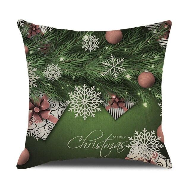 Christmas Green Stripe Pattern Cotton Linen Throw Pillow Christmas Stripe Pillow Cases Christmas Green Decorative Cushion Cover Cotton Linen Pillowcase Indoor Sofa Decorations Home Sofa Decorative Pillowcase 45X45CM Stevvex
