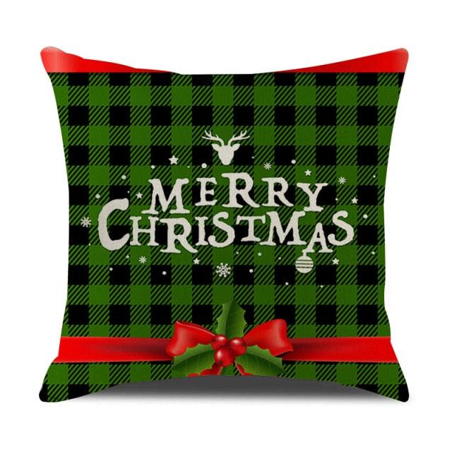 Christmas Green Stripe Pattern Cotton Linen Throw Pillow Christmas Stripe Pillow Cases Christmas Green Decorative Cushion Cover Cotton Linen Pillowcase Indoor Sofa Decorations Home Sofa Decorative Pillowcase 45X45CM Stevvex