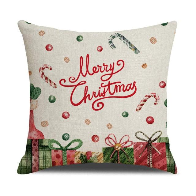 Christmas Green Stripe Pattern Cotton Linen Throw Pillow Christmas Stripe Pillow Cases Christmas Green Decorative Cushion Cover Cotton Linen Pillowcase Indoor Sofa Decorations Home Sofa Decorative Pillowcase 45X45CM Stevvex