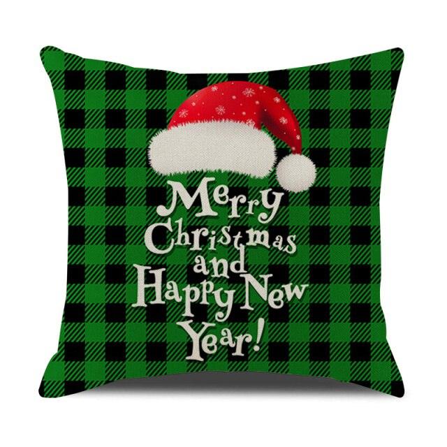 Christmas Green Stripe Pattern Cotton Linen Throw Pillow Christmas Stripe Pillow Cases Christmas Green Decorative Cushion Cover Cotton Linen Pillowcase Indoor Sofa Decorations Home Sofa Decorative Pillowcase 45X45CM Stevvex