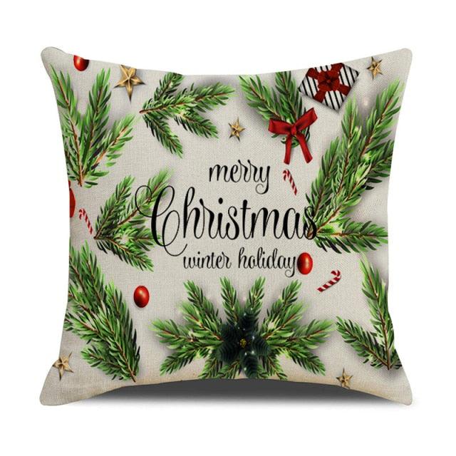 Christmas Green Stripe Pattern Cotton Linen Throw Pillow Christmas Stripe Pillow Cases Christmas Green Decorative Cushion Cover Cotton Linen Pillowcase Indoor Sofa Decorations Home Sofa Decorative Pillowcase 45X45CM Stevvex