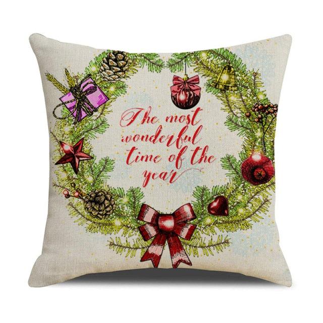Christmas Green Stripe Pattern Cotton Linen Throw Pillow Christmas Stripe Pillow Cases Christmas Green Decorative Cushion Cover Cotton Linen Pillowcase Indoor Sofa Decorations Home Sofa Decorative Pillowcase 45X45CM Stevvex