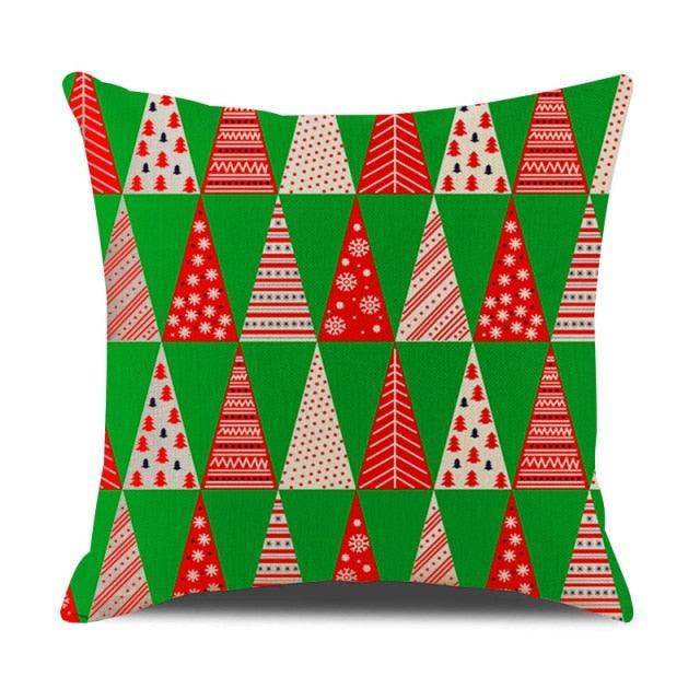 Christmas Green Stripe Pattern Cotton Linen Throw Pillow Christmas Stripe Pillow Cases Christmas Green Decorative Cushion Cover Cotton Linen Pillowcase Indoor Sofa Decorations Home Sofa Decorative Pillowcase 45X45CM Stevvex