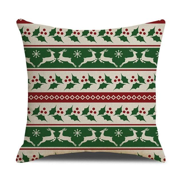 Christmas Green Stripe Pattern Cotton Linen Throw Pillow Christmas Stripe Pillow Cases Christmas Green Decorative Cushion Cover Cotton Linen Pillowcase Indoor Sofa Decorations Home Sofa Decorative Pillowcase 45X45CM Stevvex