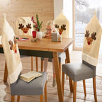 Christmas Hat Chair Cover Xmas Santa Claus Deer Elk Dining Chair Covers for Kitchen Placemat Dining Seat Christmas Home Decor r Back Cover Removable Washable Chair Protector Cover For Kitchen Dining Room Chairs and Living Room 50x60cm Stevvex